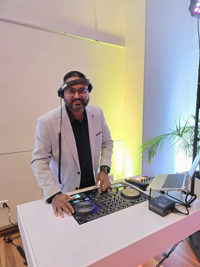 DJNav DJ desk at a reception