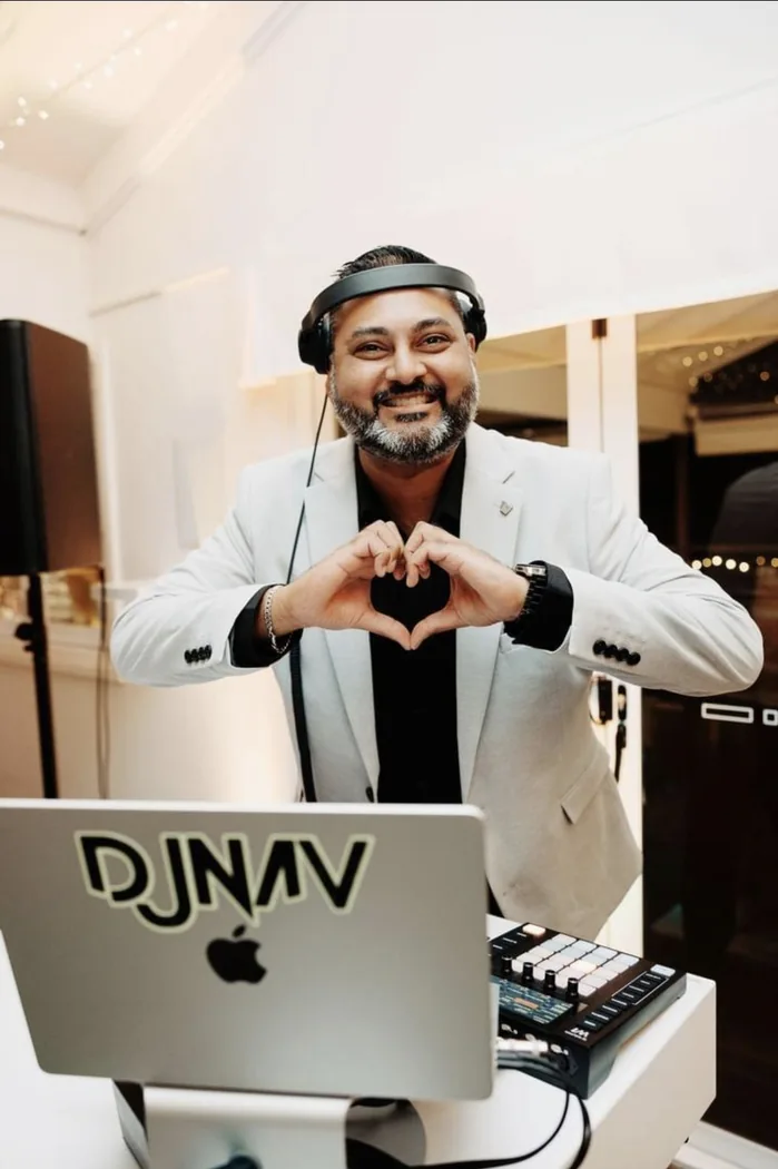 DJNav at a wedding DJ setup