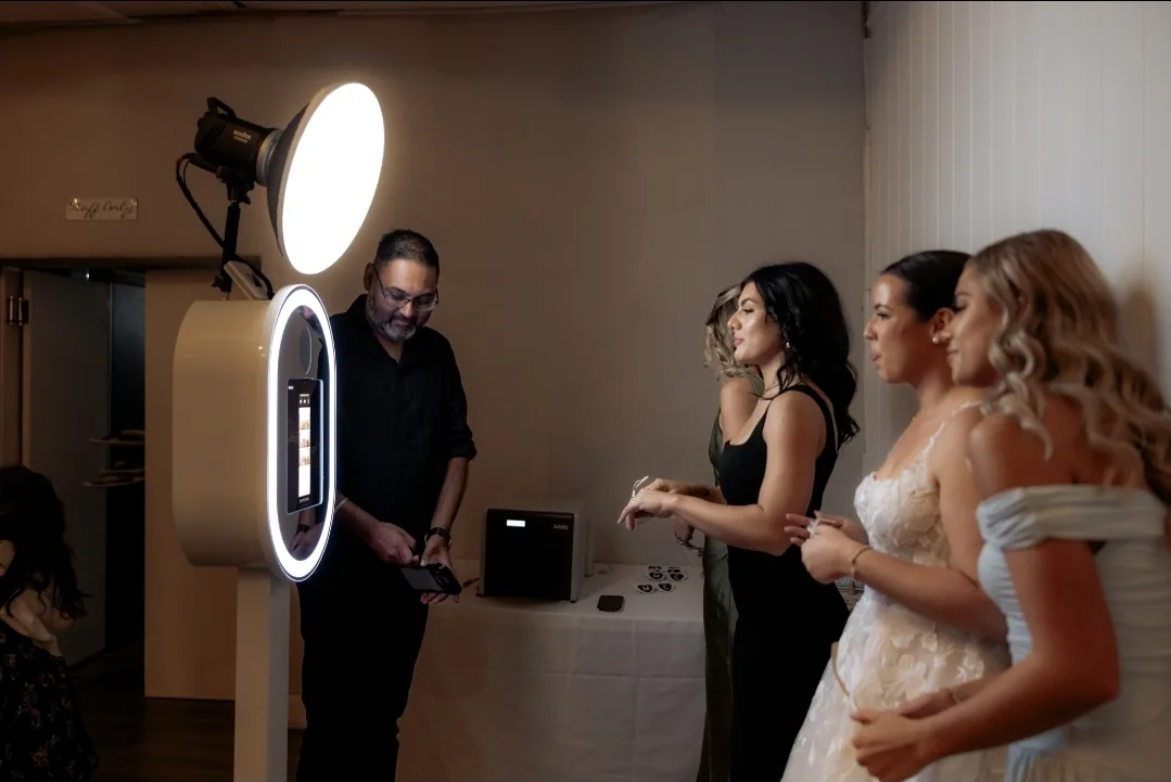 Guests using our selfie station at a real event